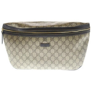 GUCCI GG Supreme Waist Bag Body Bum Crossbody Belt Brown Beige Leather